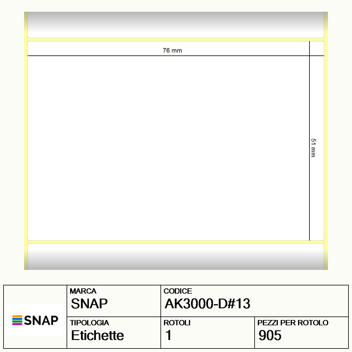 AK3000-D#13 - Etichette SNAP  Carta