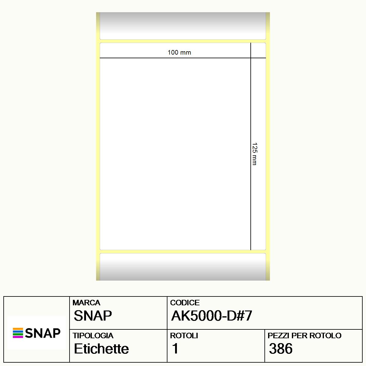AK5000-D#7 - Etichette SNAP  Carta