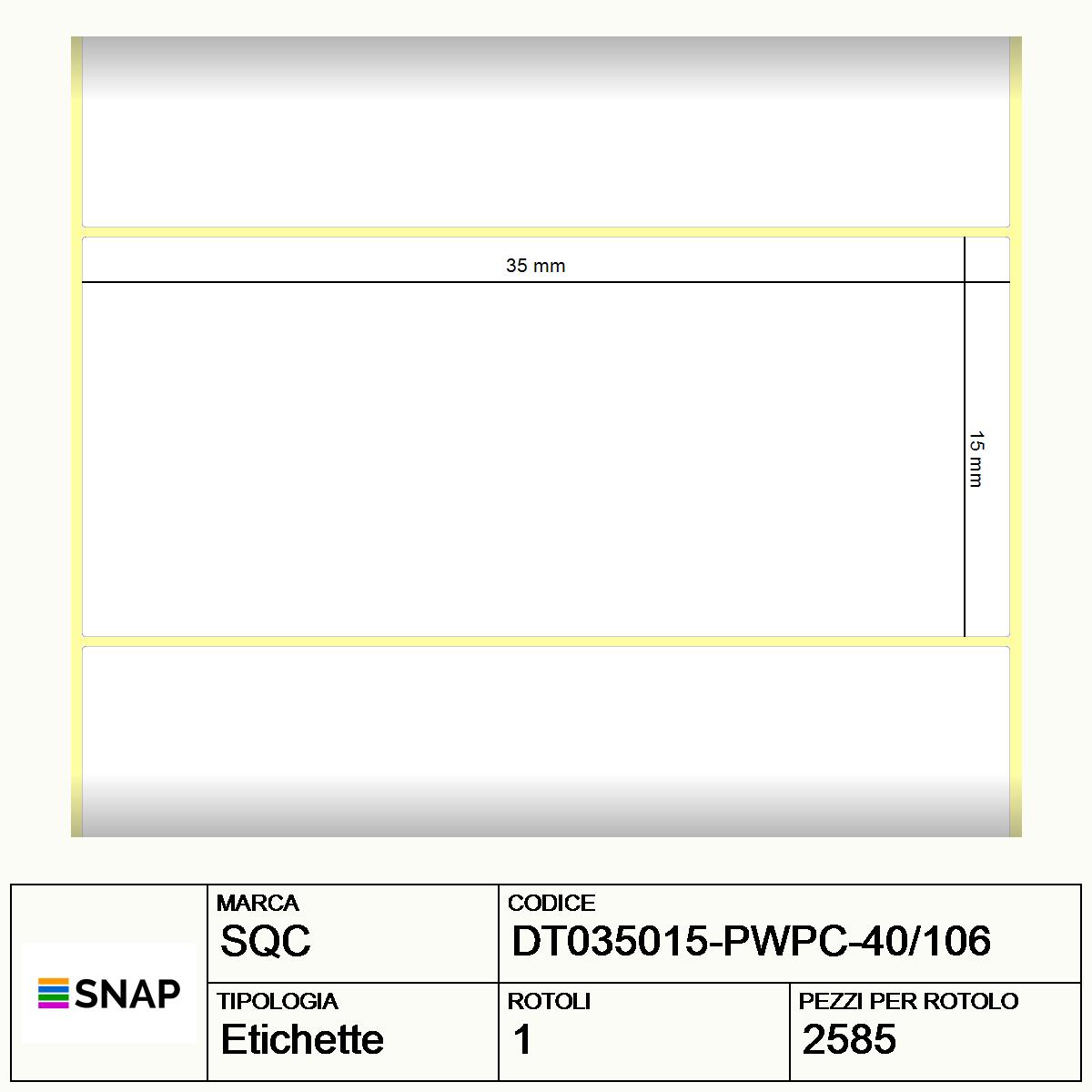 DT035015-PWPC-40/106 - Etichette SQC  S-DESK-PD Carta
