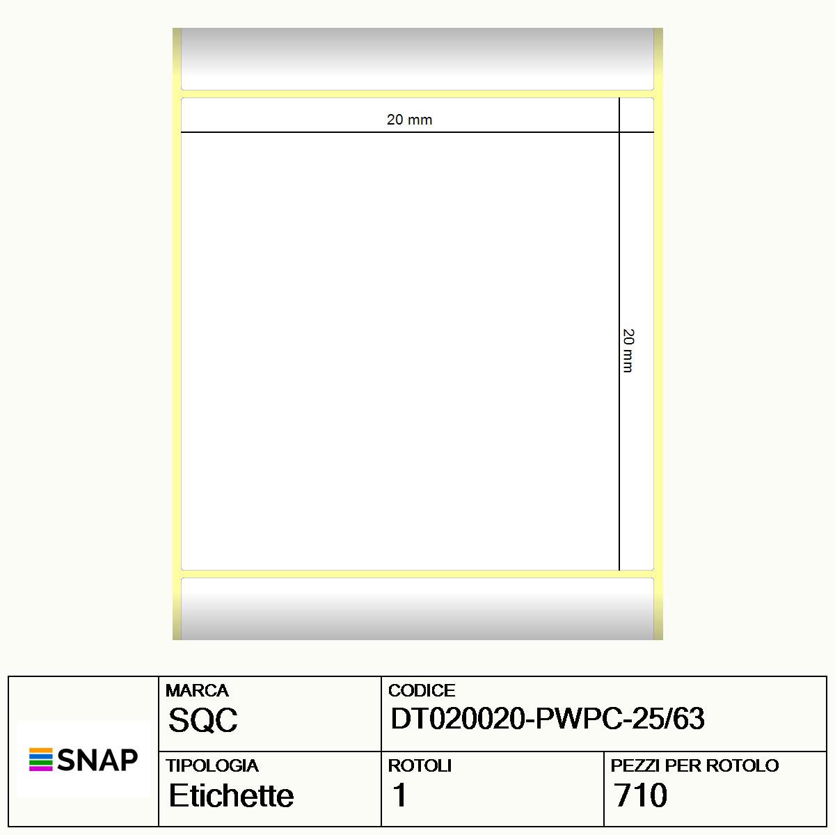 DT020020-PWPC-25/63 - Etichette SQC  S-DESK-PD Carta