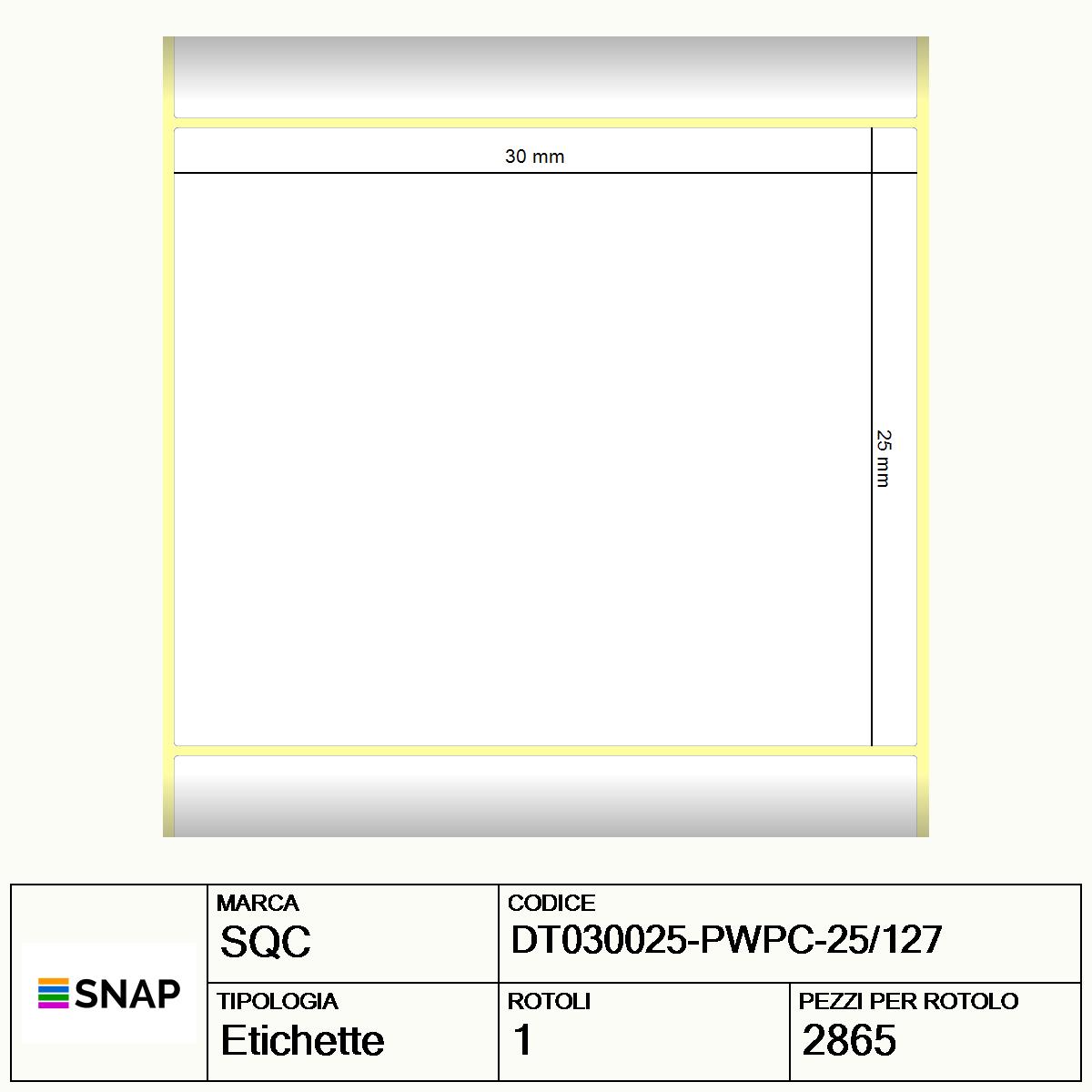 DT030025-PWPC-25/127 - Etichette SQC  S-DESK-PD Carta
