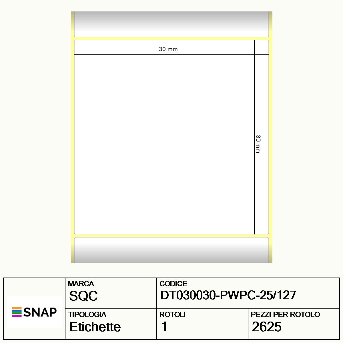 DT030030-PWPC-25/127 - Etichette SQC  S-DESK-PD Carta