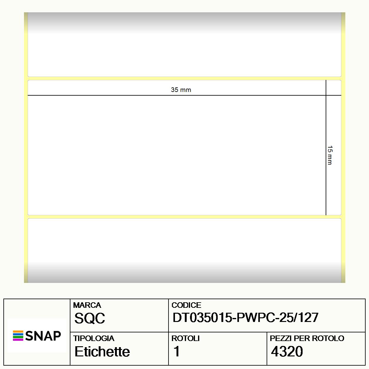 DT035015-PWPC-25/127 - Etichette SQC  S-DESK-PD Carta