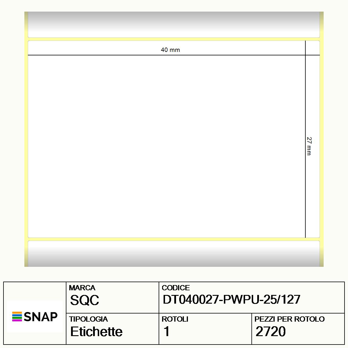 DT040027-PWPU-25/127 - Etichette SQC  S-DESK-PD Carta