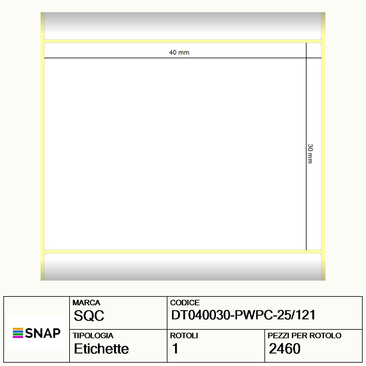 DT040030-PWPC-25/121 - Etichette SQC  Carta