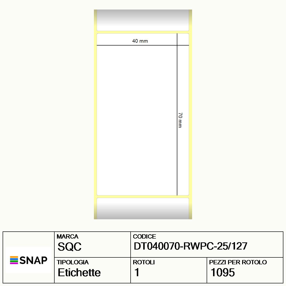 DT040070-RWPC-25/127 - Etichette SQC  S-DESK-PD Carta