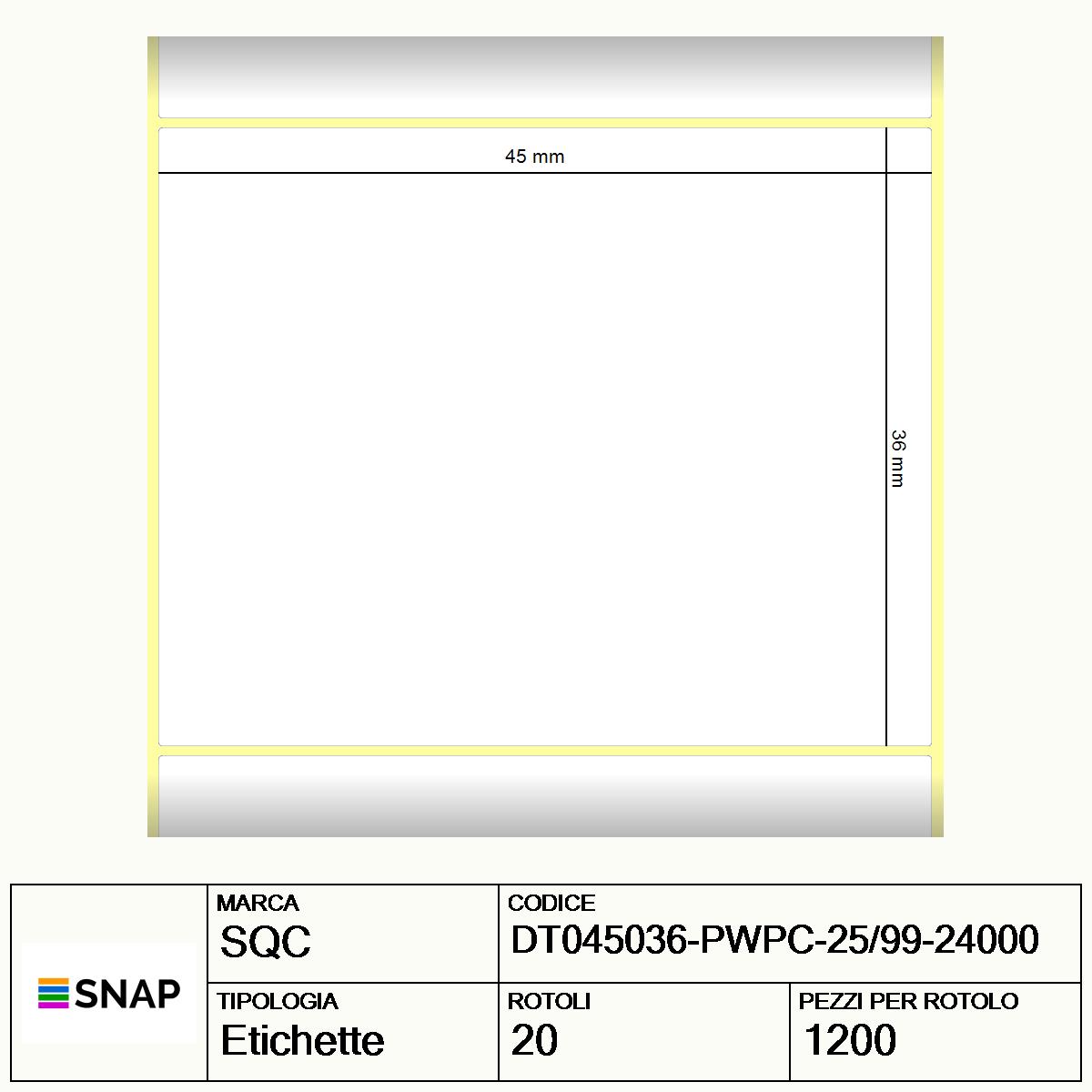 DT045036-PWPC-25/99-24000 - Etichette SQC  S-DESK-PD Carta
