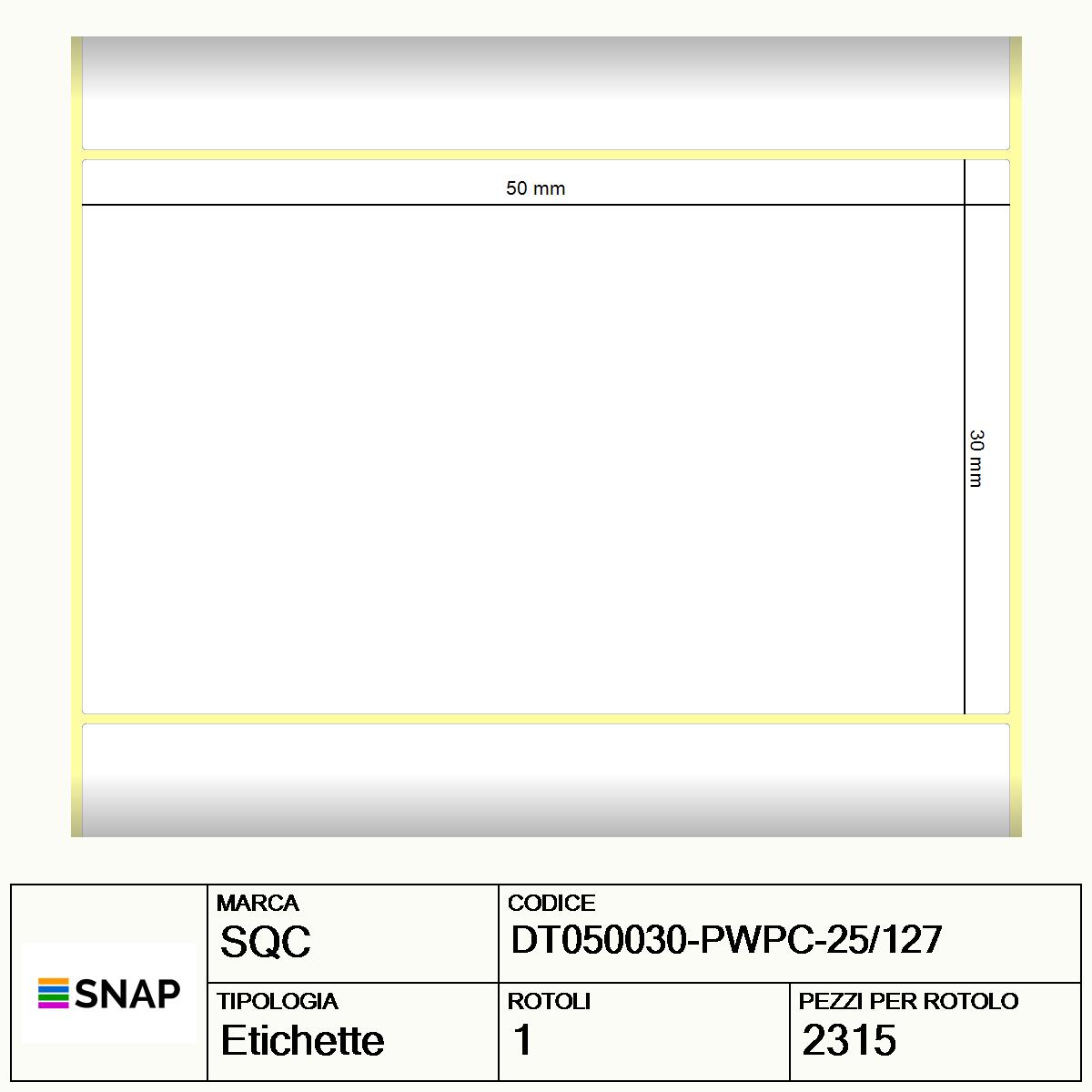 DT050030-PWPC-25/127 - Etichette SQC  S-DESK-PD Carta