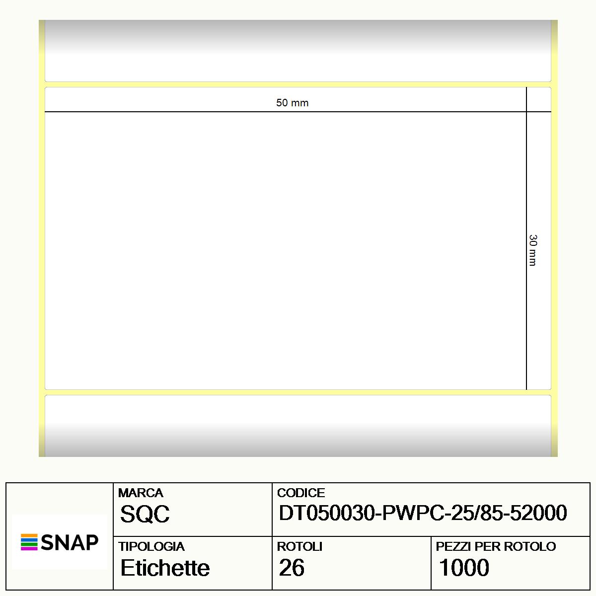 DT050030-PWPC-25/85-52000 - Etichette SQC  S-DESK-PD Carta