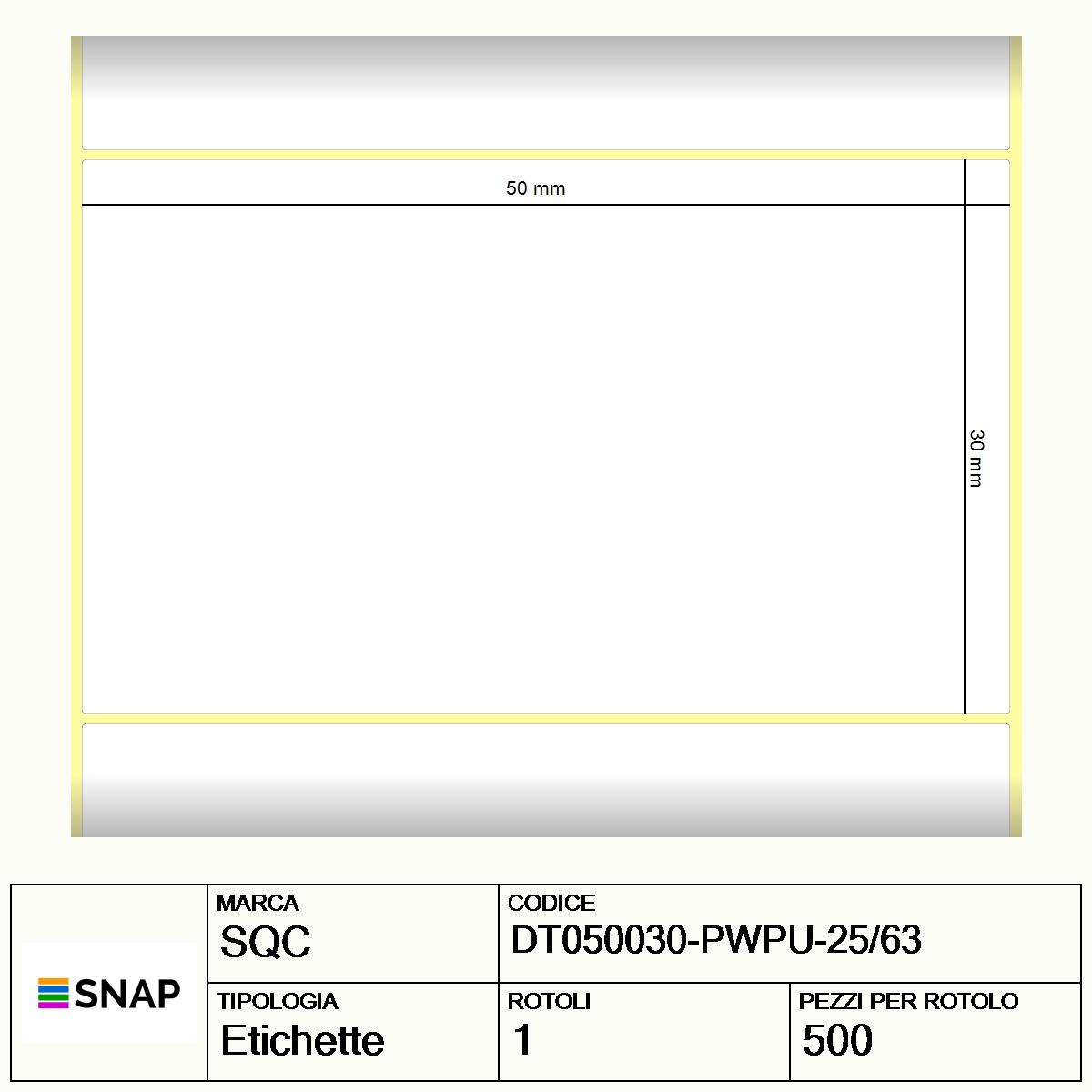 DT050030-PWPU-25/63 - Etichette SQC  S-DESK-PD Carta
