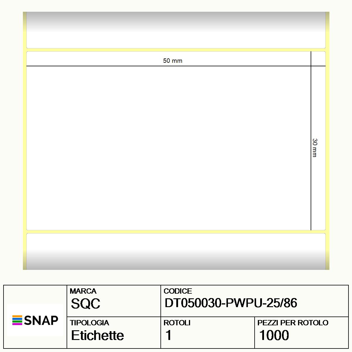 DT050030-PWPU-25/86 - Etichette SQC  Carta