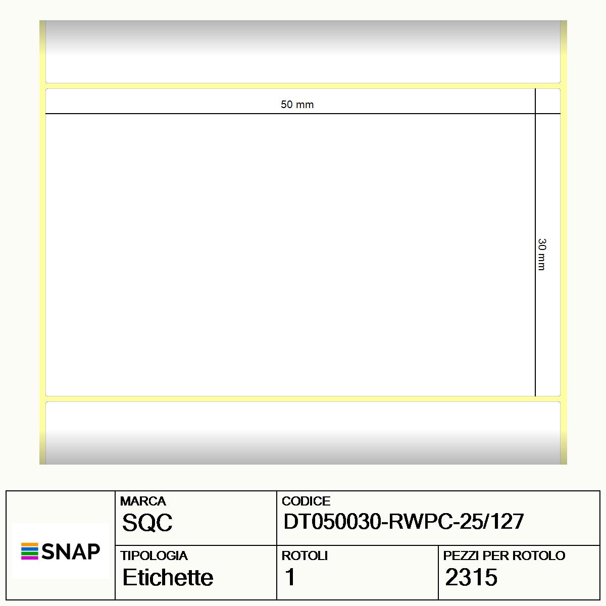 DT050030-RWPC-25/127 - Etichette SQC  S-DESK-PD Carta