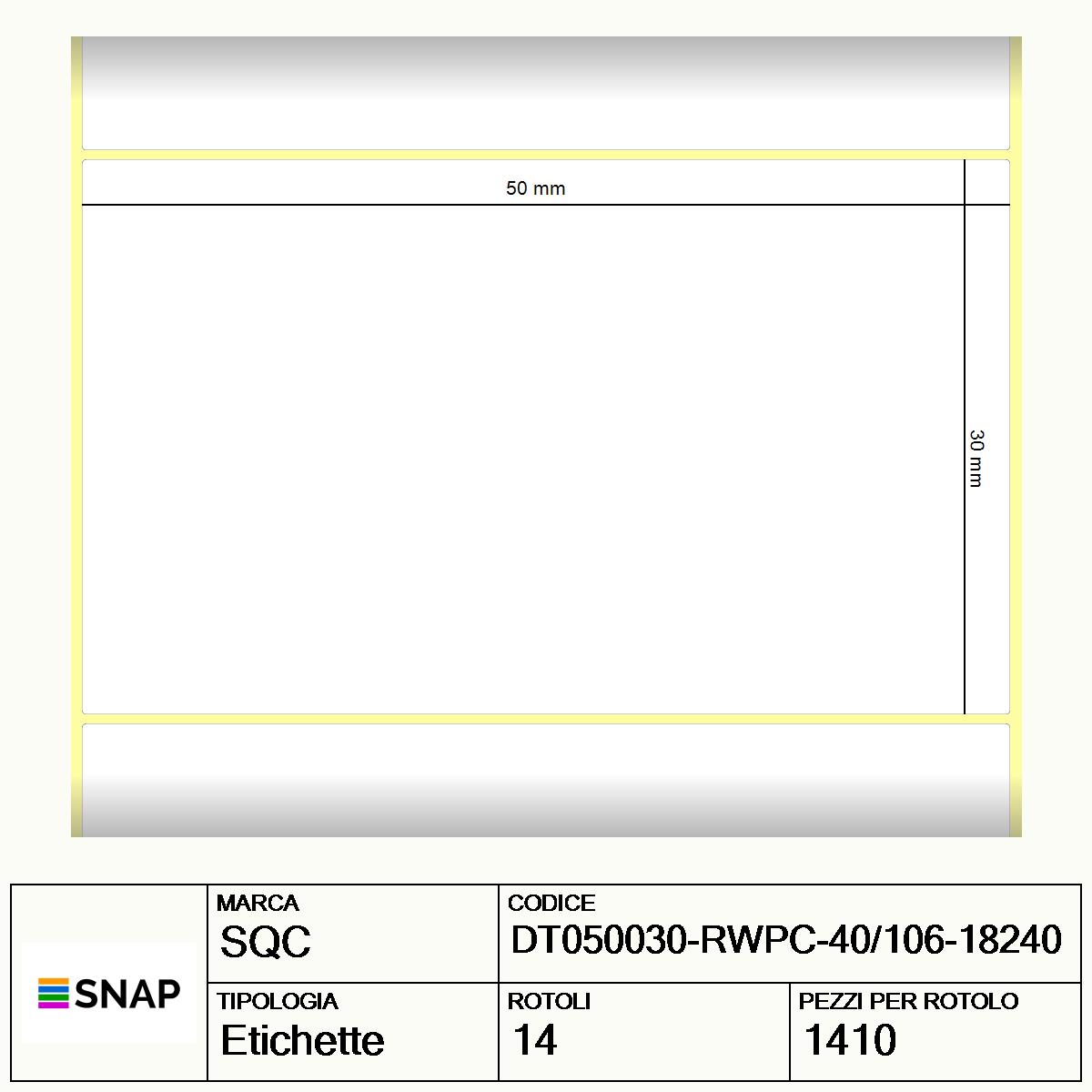 DT050030-RWPC-40/106-18240 - Etichette SQC  S-DESK-PD Carta