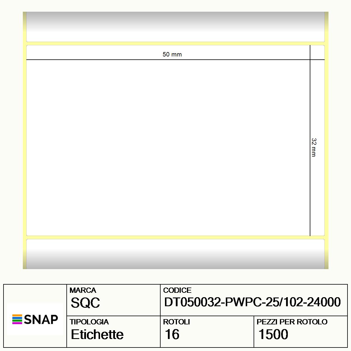 DT050032-PWPC-25/102-24000 - Etichette SQC  S-DESK-PD Carta