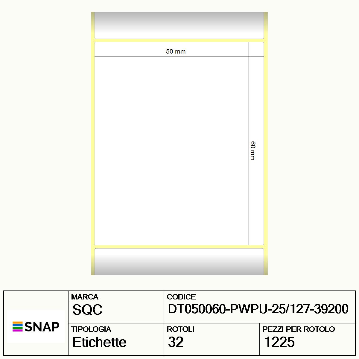 DT050060-PWPU-25/127-39200 - Etichette SQC  S-DESK-PD Carta