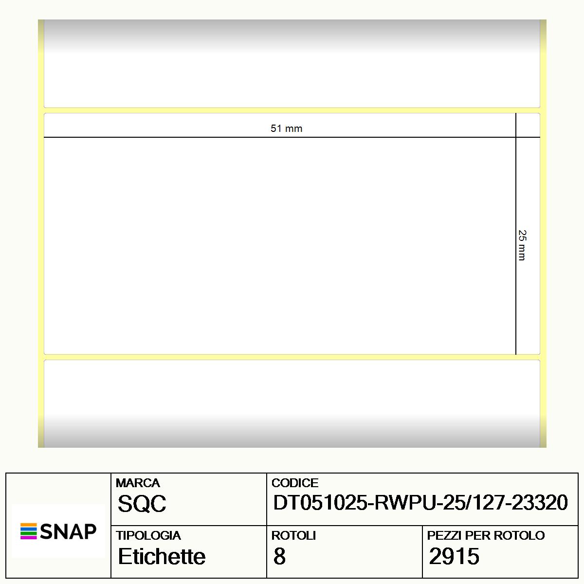 DT051025-RWPU-25/127-23320 - Etichette SQC  S-DESK-PD Carta