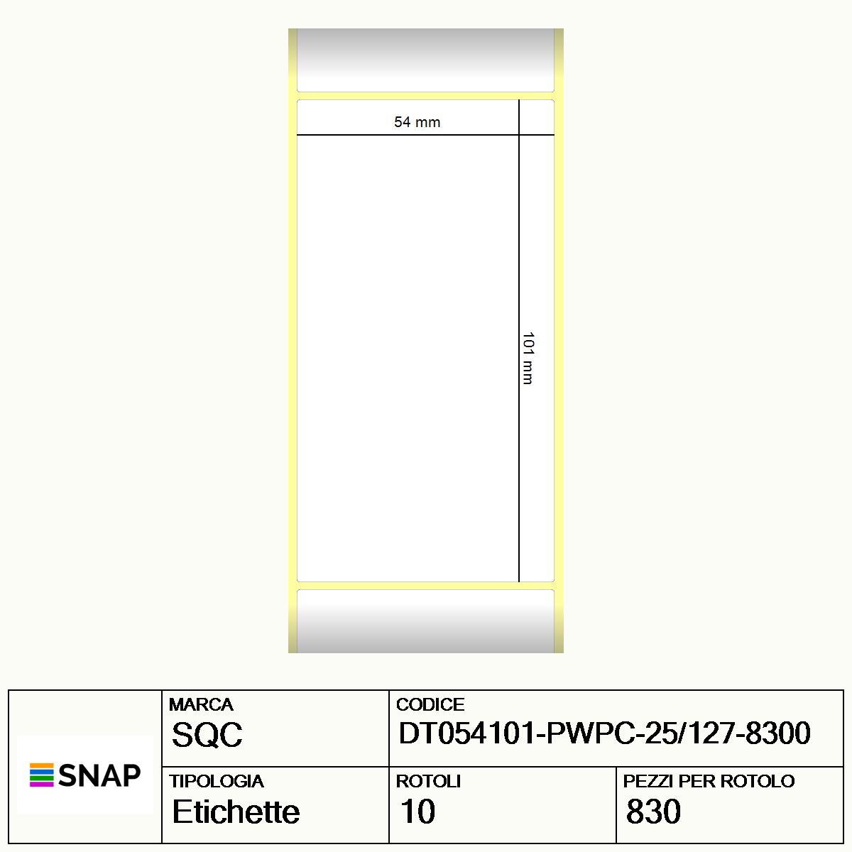 DT054101-PWPC-25/127-8300 - Etichette SQC  S-DESK-PD Carta