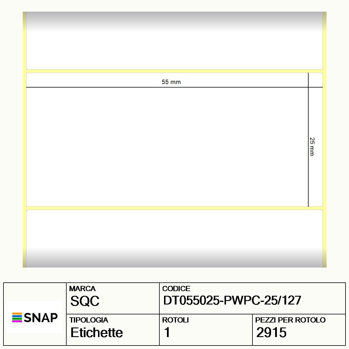 DT055025-PWPC-25/127 - Etichette SQC  S-DESK-PD Carta