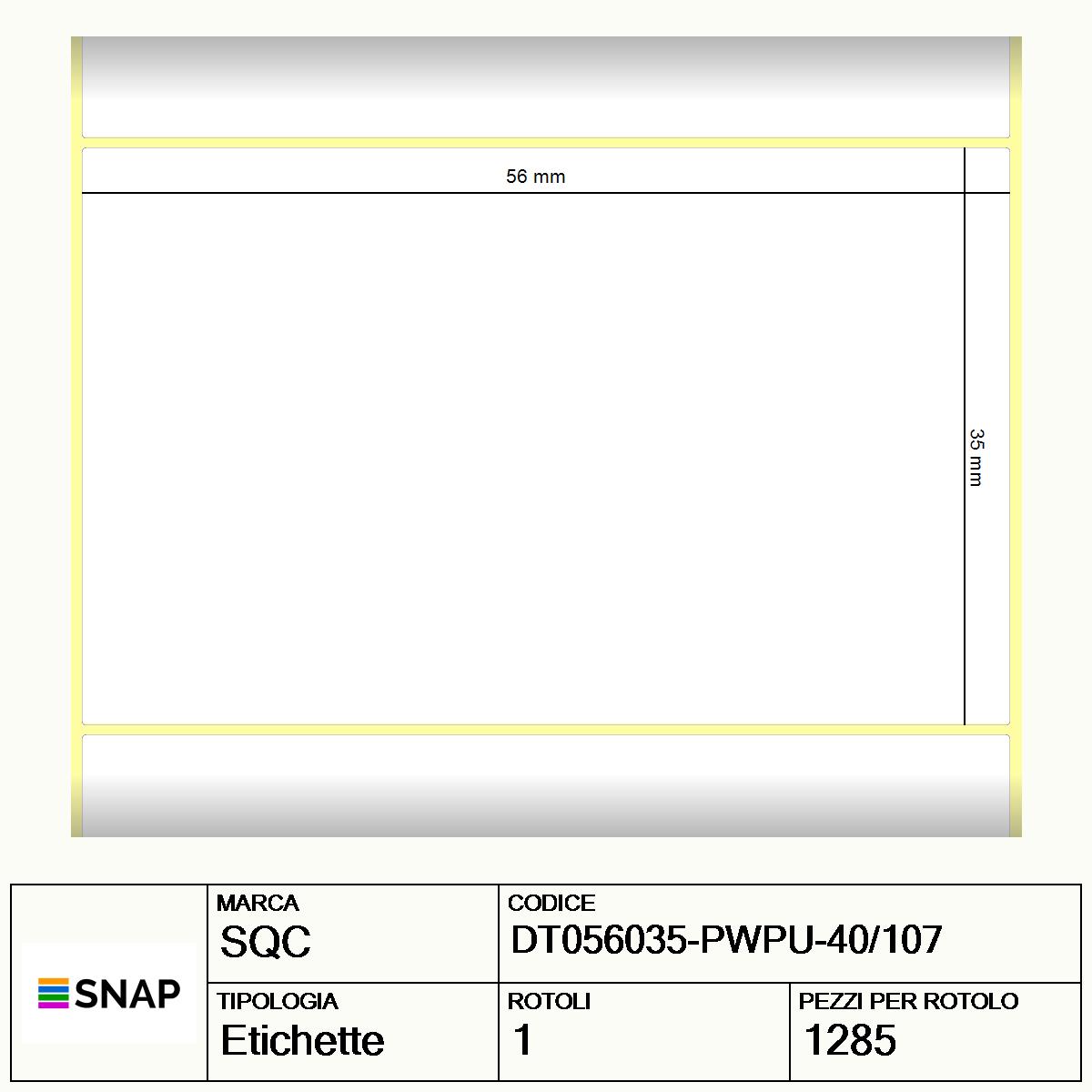 DT056035-PWPU-40/107 - Etichette SQC  S-DESK-PD Carta