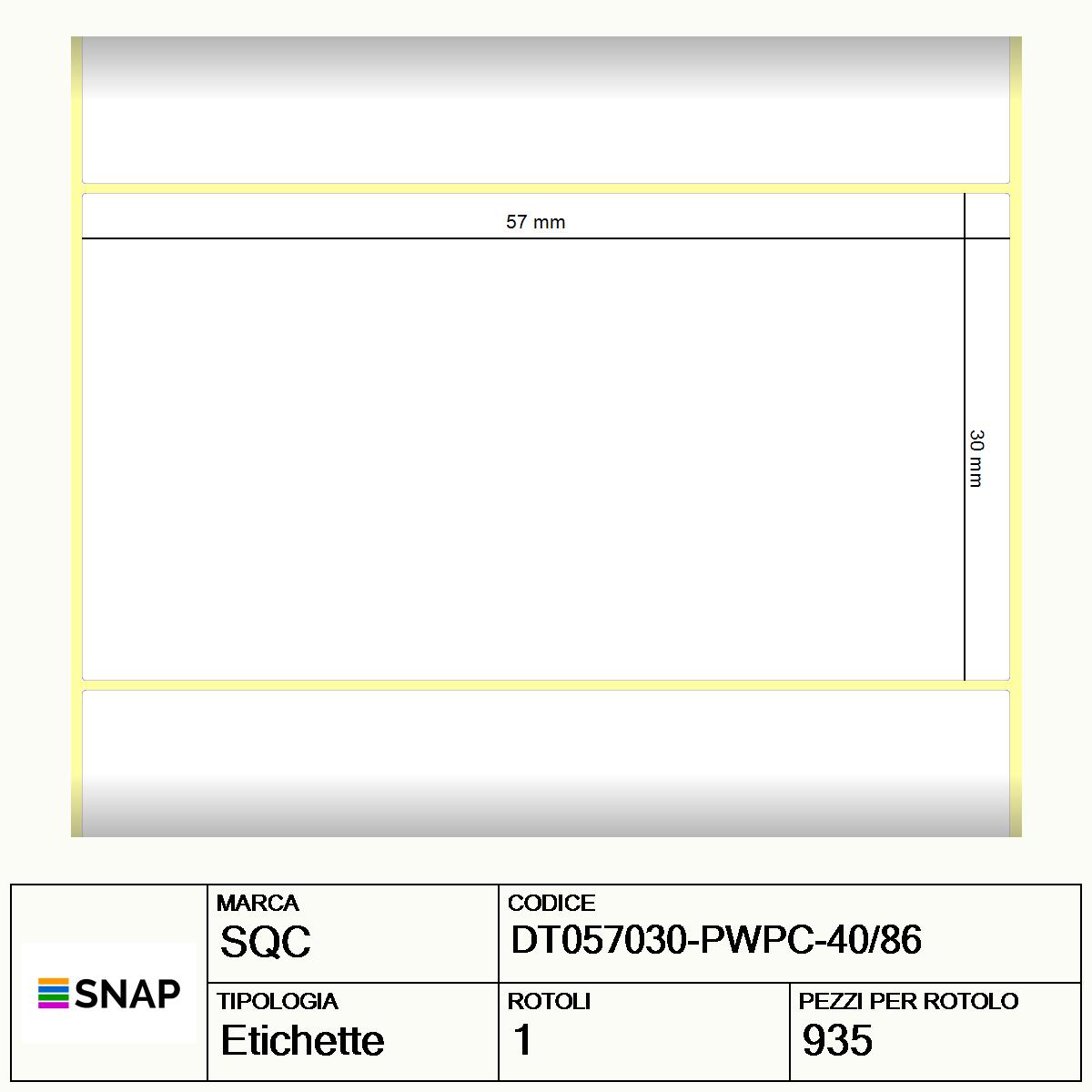 DT057030-PWPC-40/86 - Etichette SQC  S-DESK-PD Carta