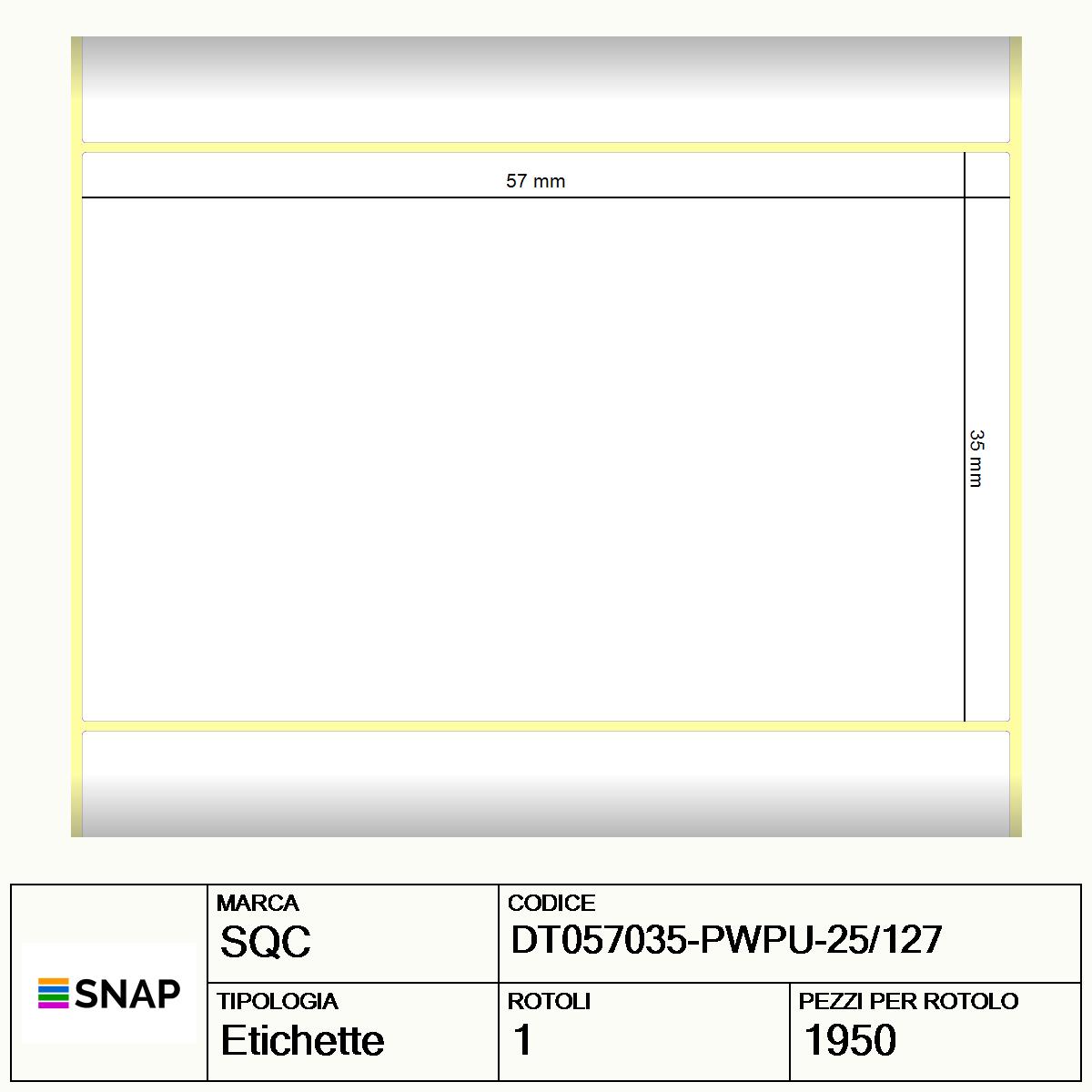 DT057035-PWPU-25/127 - Etichette SQC  S-DESK-PD Carta