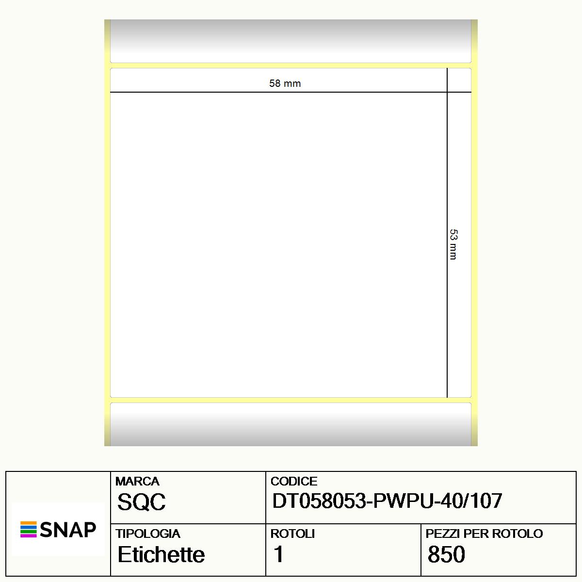 DT058053-PWPU-40/107 - Etichette SQC  S-DESK-PD Carta