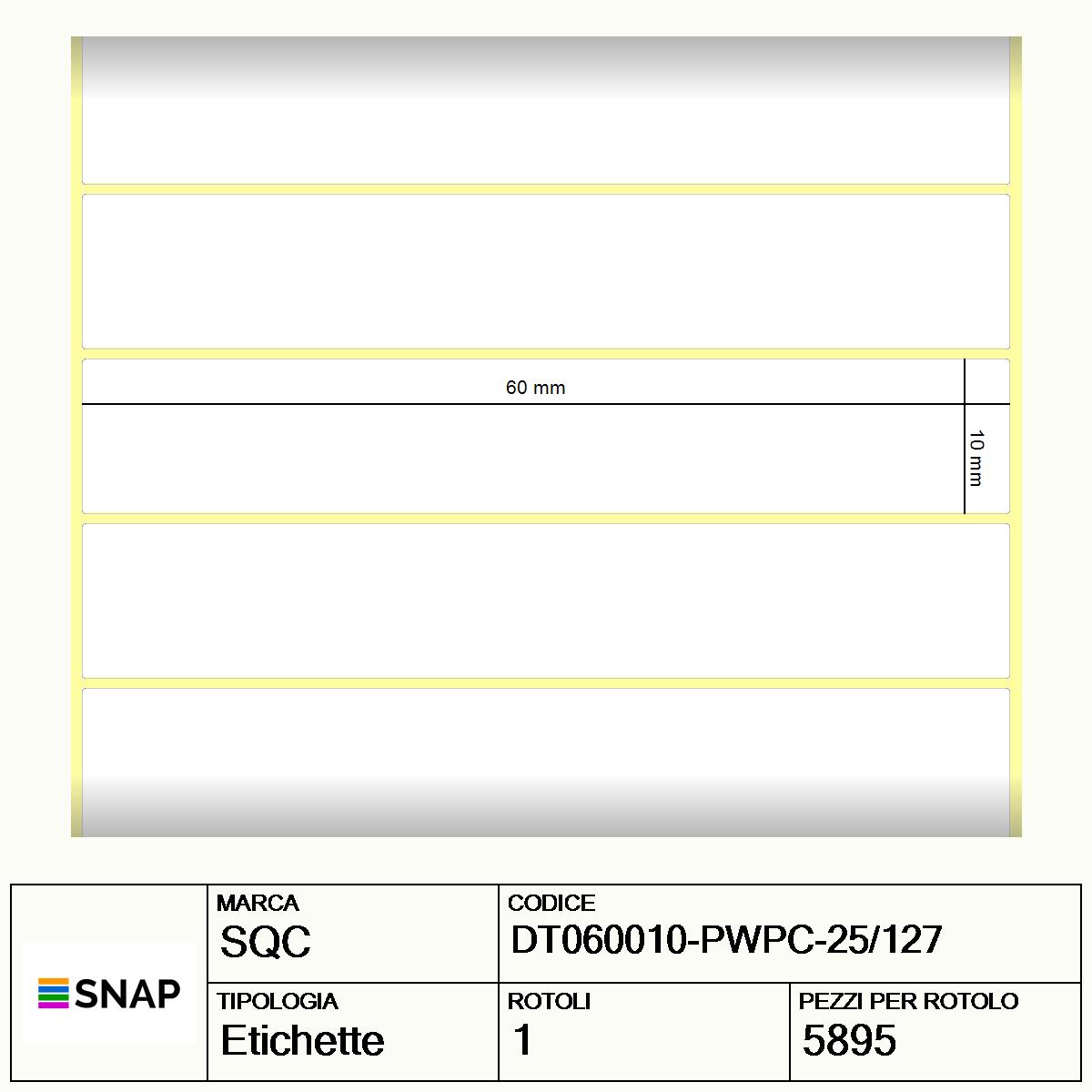 DT060010-PWPC-25/127 - Etichette SQC  S-DESK-PD Carta