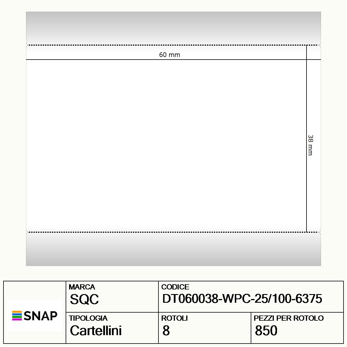 DT060038-WPC-25/100-6375 - Cartellini SQC  S-TAGS-PD Carta