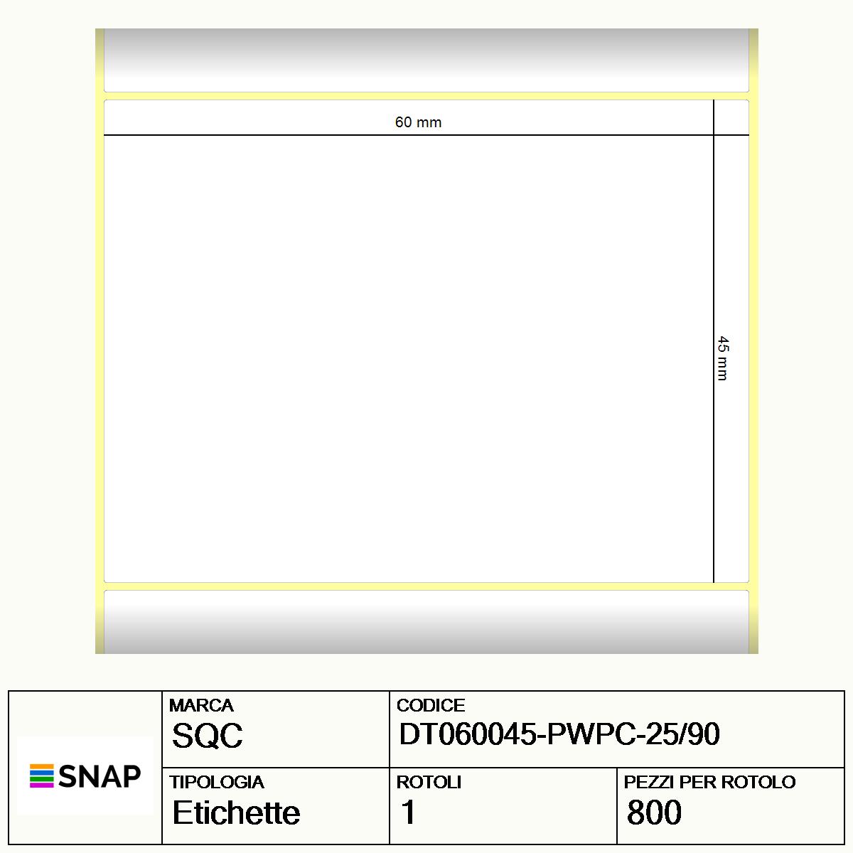 DT060045-PWPC-25/90 - Etichette SQC  S-DESK-PD Carta