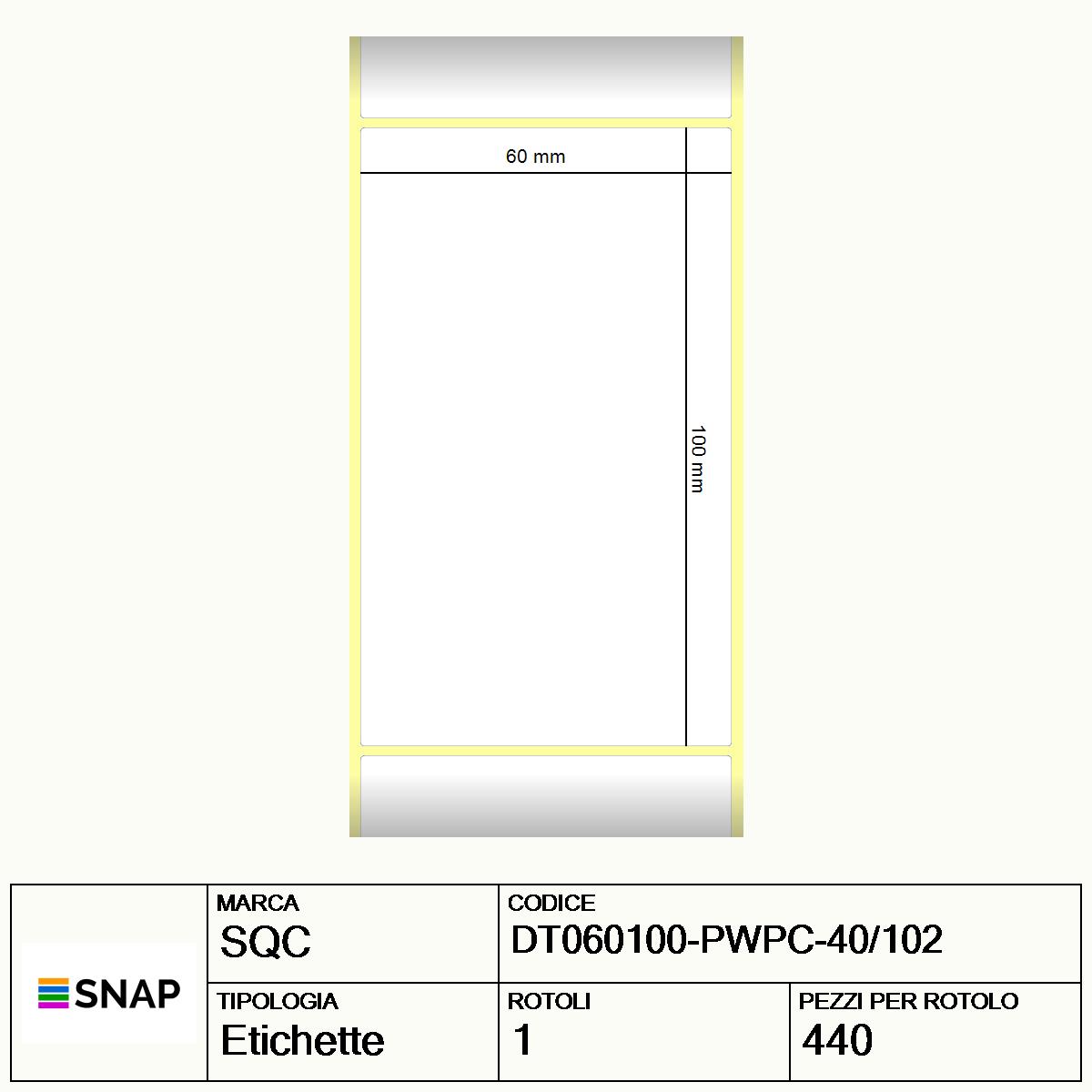 DT060100-PWPC-40/102 - Etichette SQC  S-DESK-PD Carta