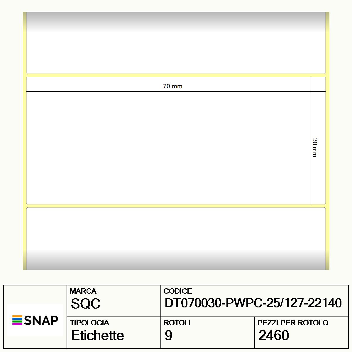 DT070030-PWPC-25/127-22140 - Etichette SQC  S-DESK-PD Carta