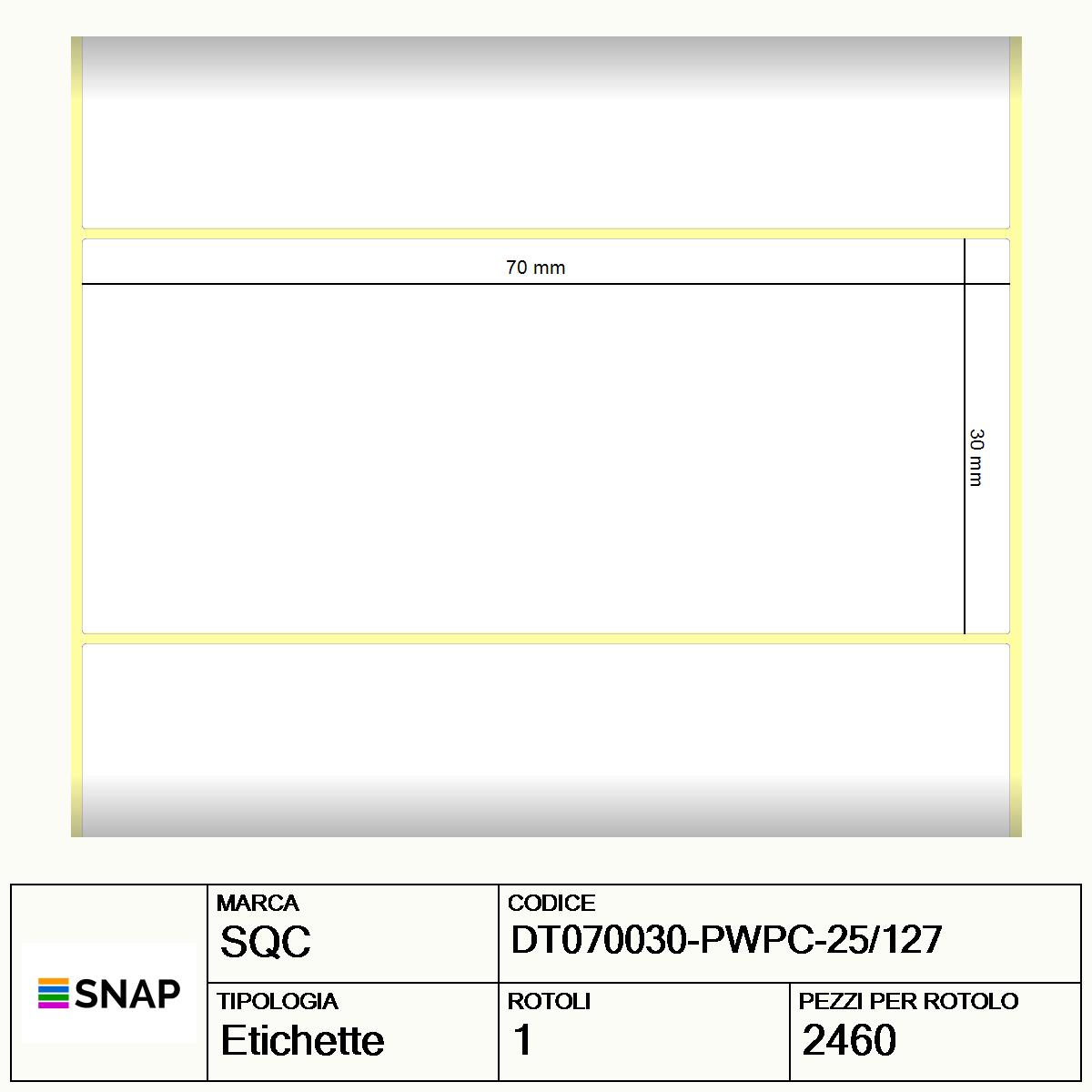 DT070030-PWPC-25/127 - Etichette SQC  S-DESK-PD Carta