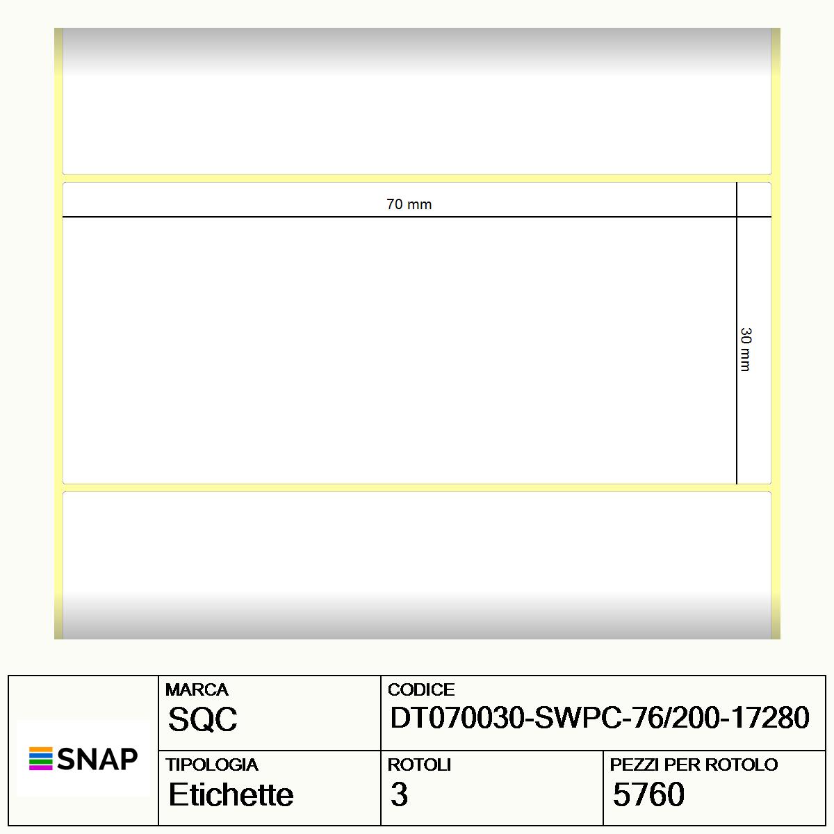 DT070030-SWPC-76/200-17280 - Etichette SQC  S-HARD-PD Carta