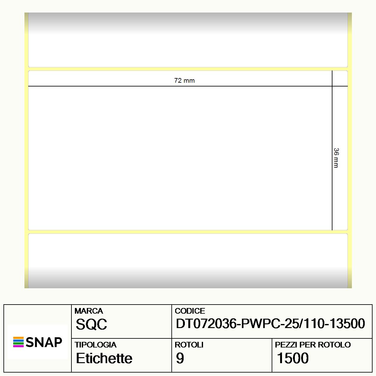 DT072036-PWPC-25/110-13500 - Etichette SQC  S-DESK-PD Carta