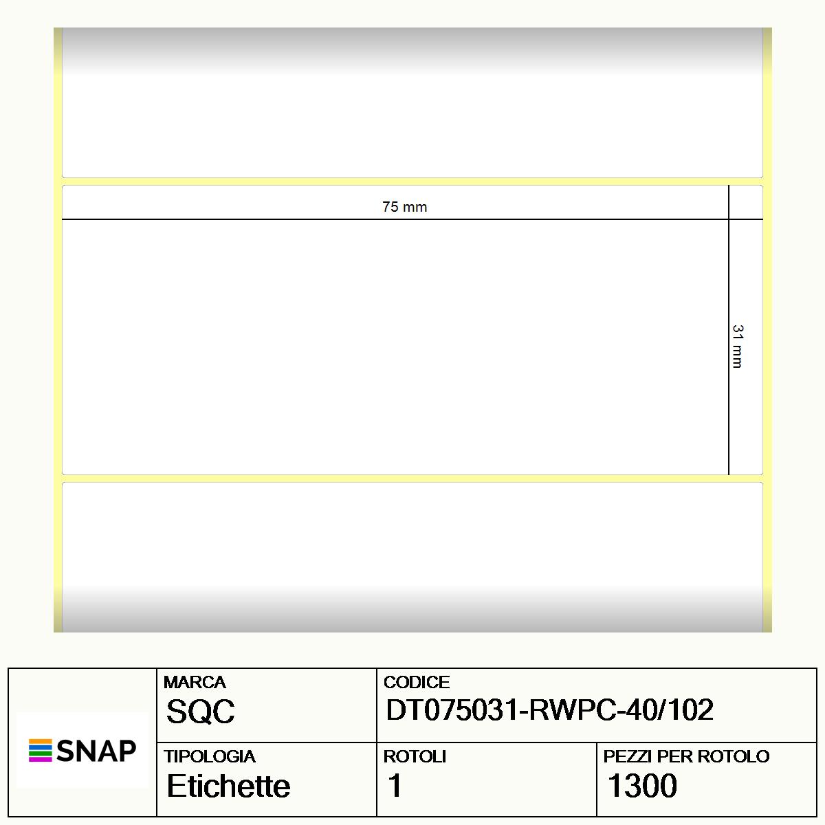 DT075031-RWPC-40/102 - Etichette SQC  S-DESK-PD Carta