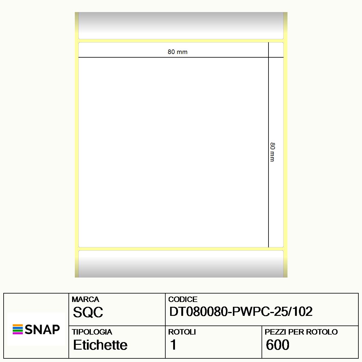DT080080-PWPC-25/102 - Etichette SQC  S-DESK-PD Carta
