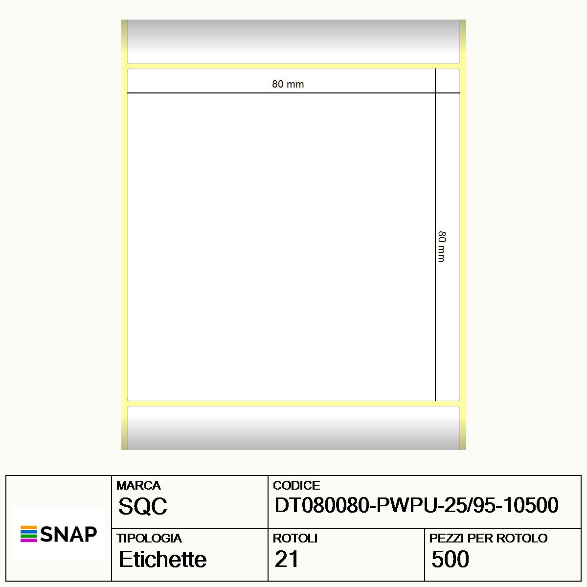 DT080080-PWPU-25/95-10500 - Etichette SQC  S-DESK-PD Carta