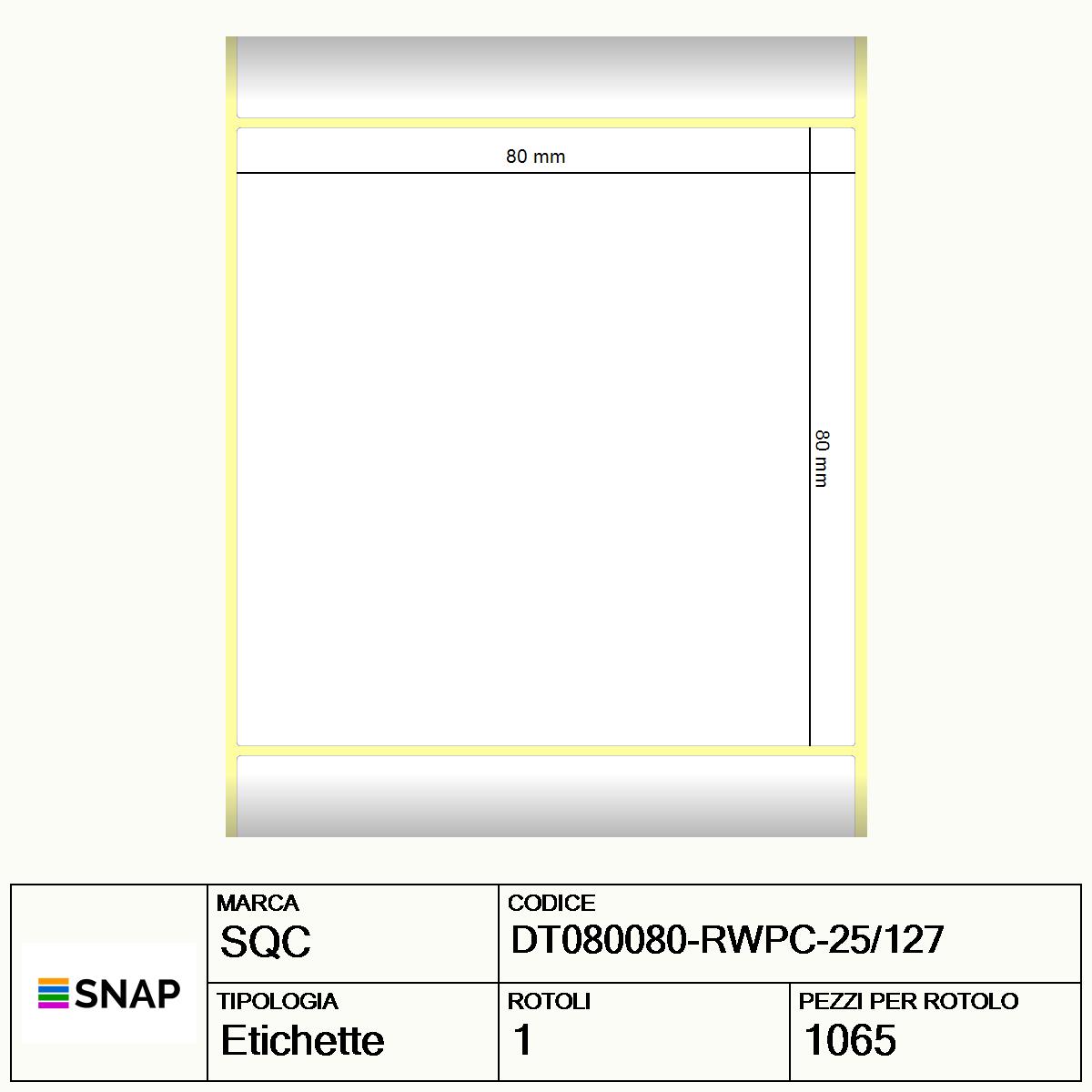 DT080080-RWPC-25/127 - Etichette SQC  S-DESK-PD Carta