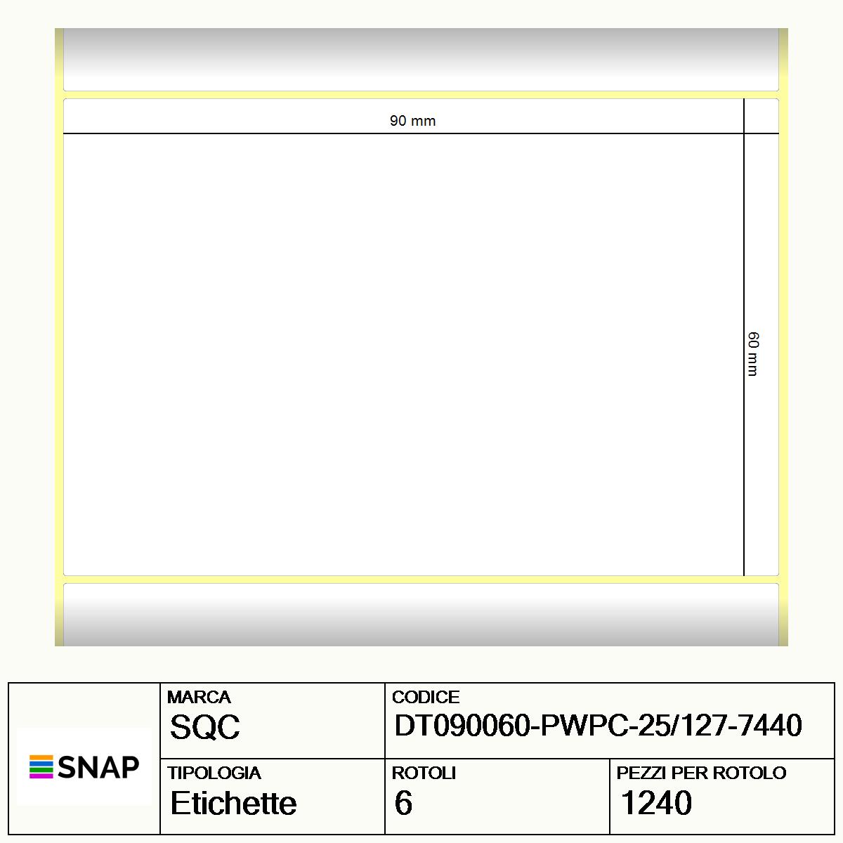 DT090060-PWPC-25/127-7440 - Etichette SQC  S-DESK-PD Carta