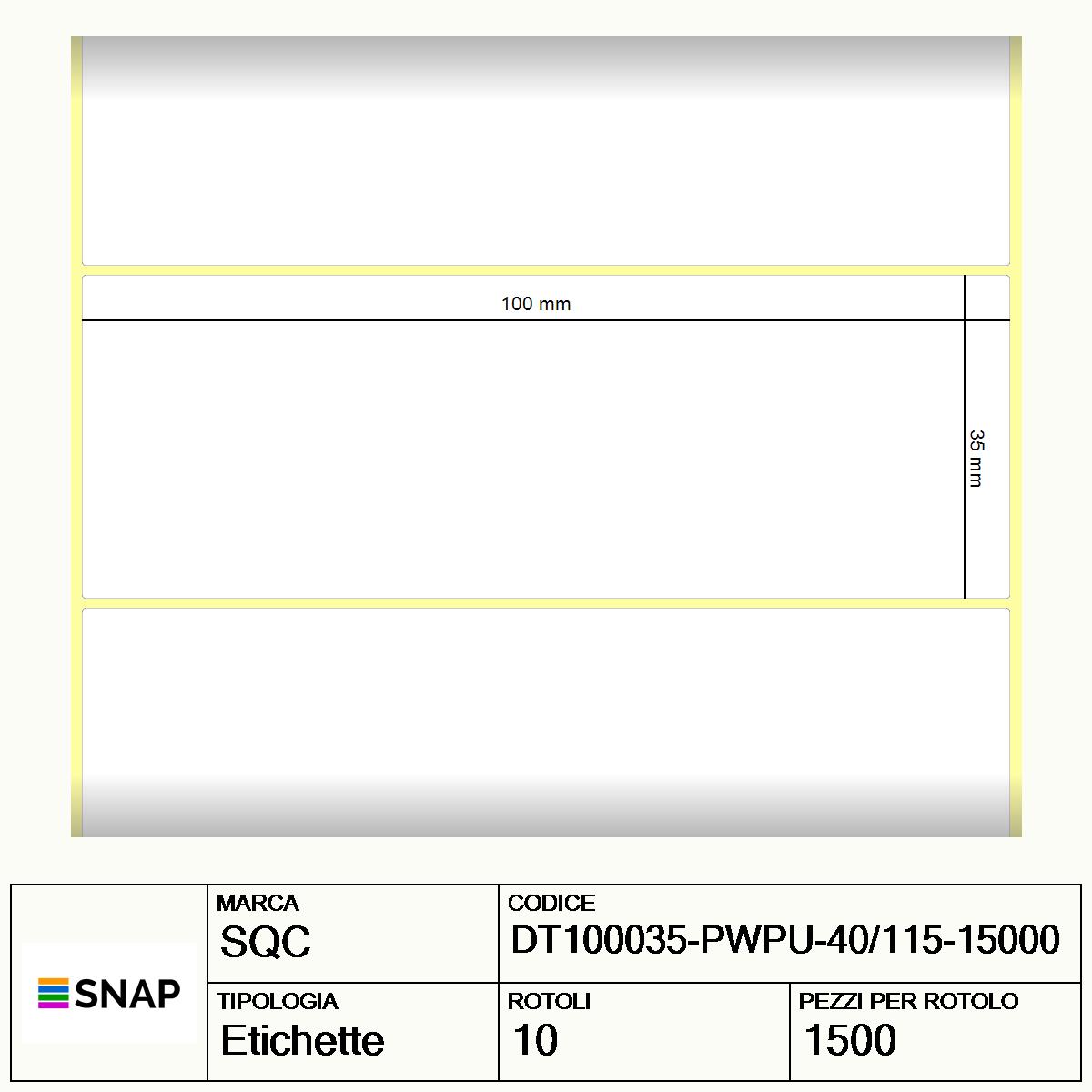 DT100035-PWPU-40/115-15000 - Etichette SQC  S-DESK-PD Carta