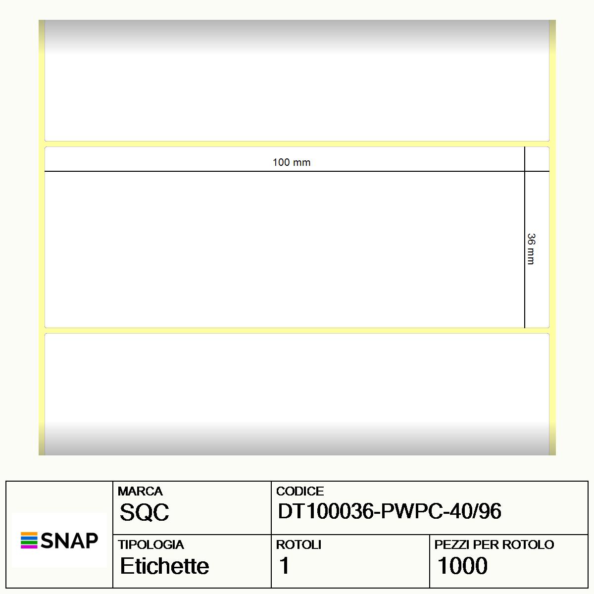 DT100036-PWPC-40/96 - Etichette SQC  S-DESK-PD Carta