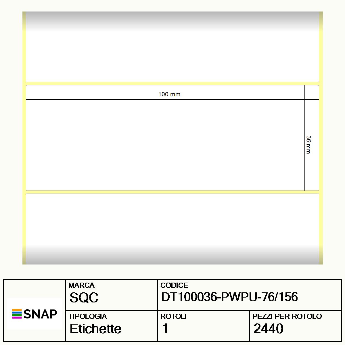 DT100036-PWPU-76/156 - Etichette SQC  Carta