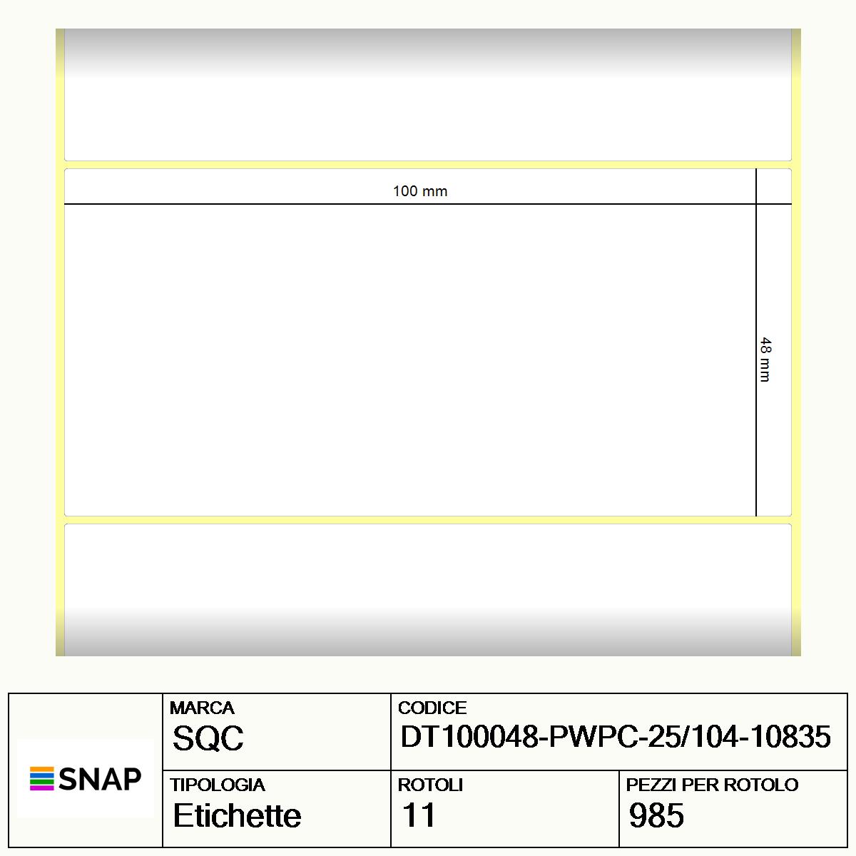 DT100048-PWPC-25/104-10835 - Etichette SQC  S-DESK-PD Carta