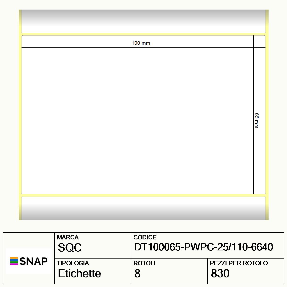 DT100065-PWPC-25/110-6640 - Etichette SQC  S-DESK-PD Carta
