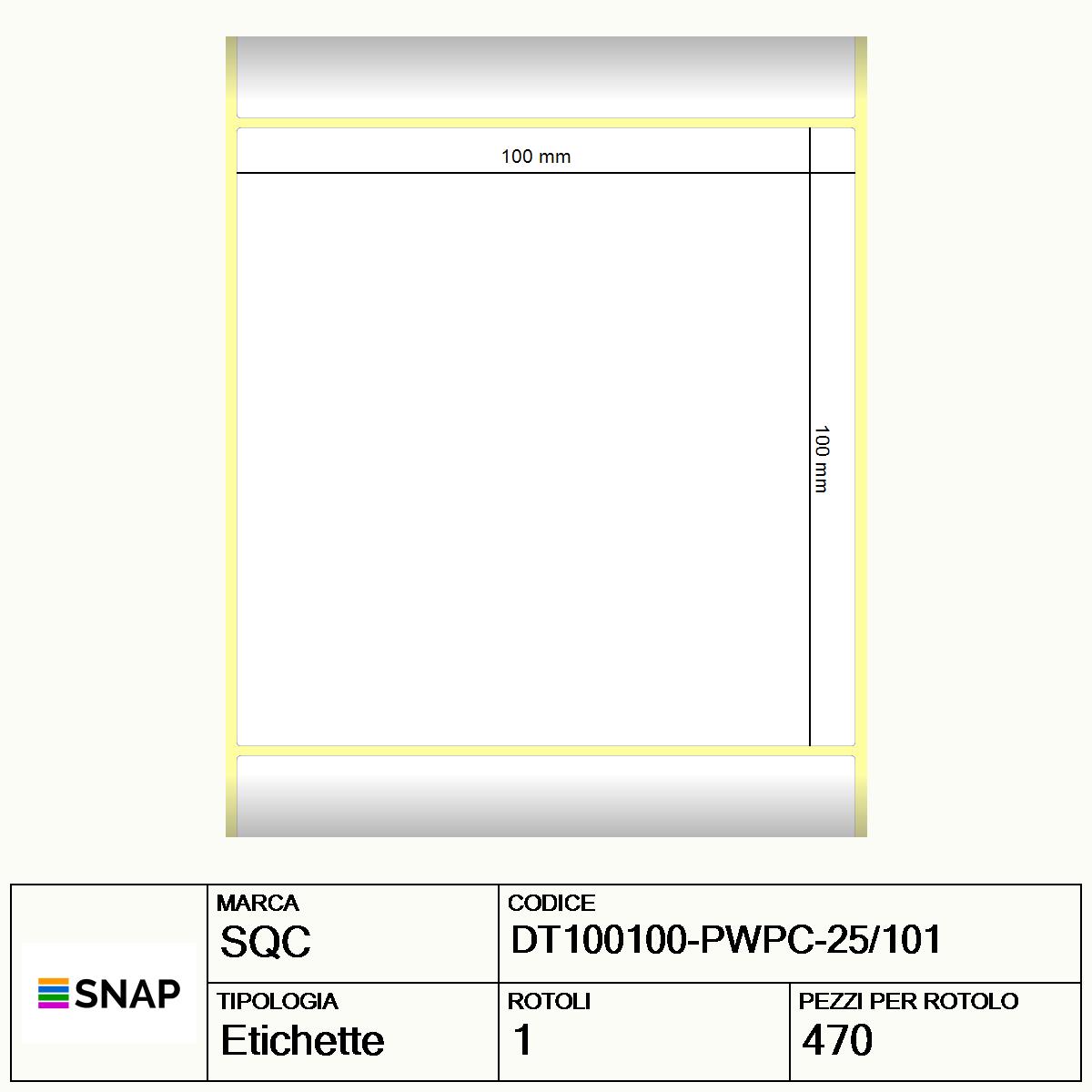 DT100100-PWPC-25/101 - Etichette SQC  S-DESK-PD Carta