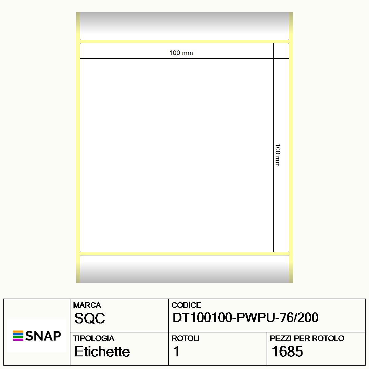 DT100100-PWPU-76/200 - Etichette SQC  S-HARD-PD Carta