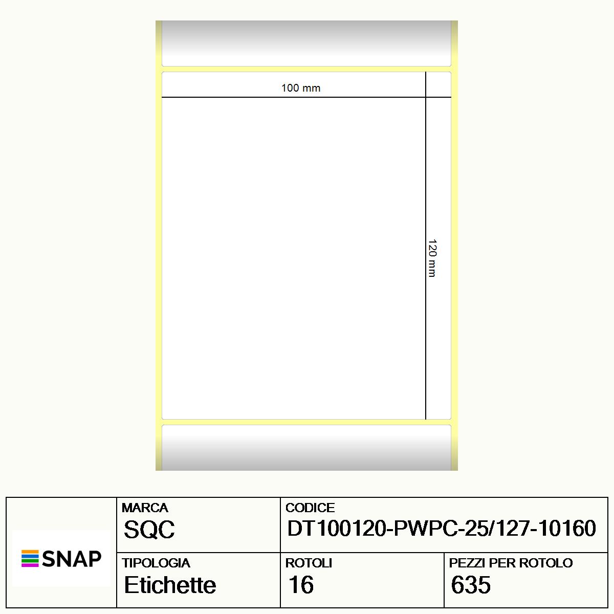 DT100120-PWPC-25/127-10160 - Etichette SQC  S-DESK-PD Carta