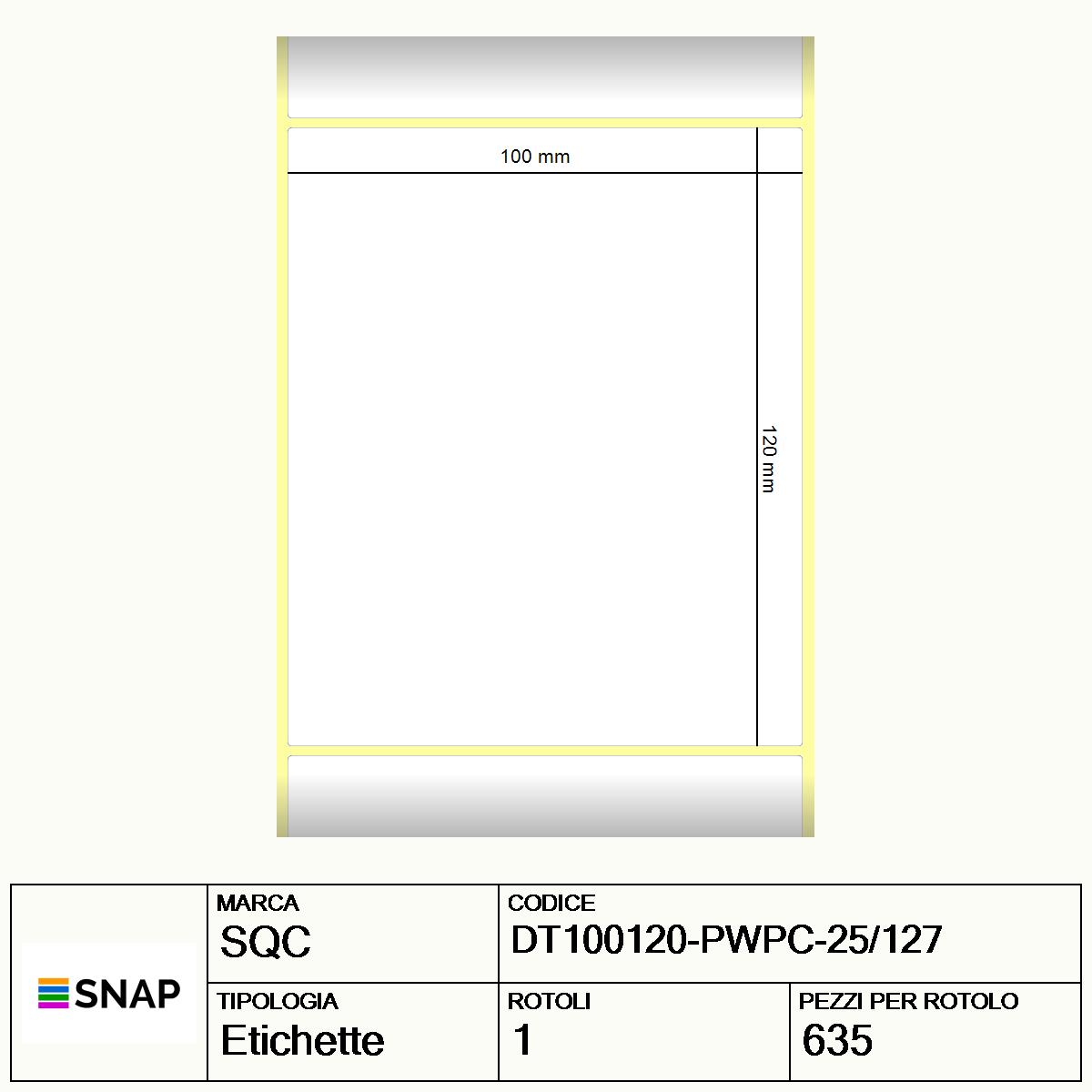DT100120-PWPC-25/127 - Etichette SQC  S-DESK-PD Carta