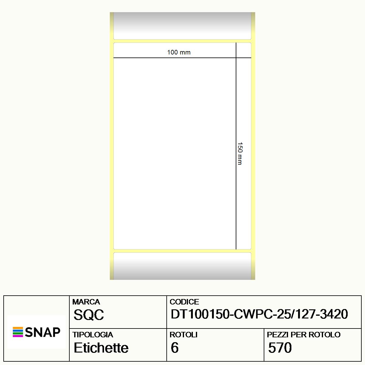 DT100150-CWPC-25/127-3420 - Etichette SQC  S-DESK-PD Carta