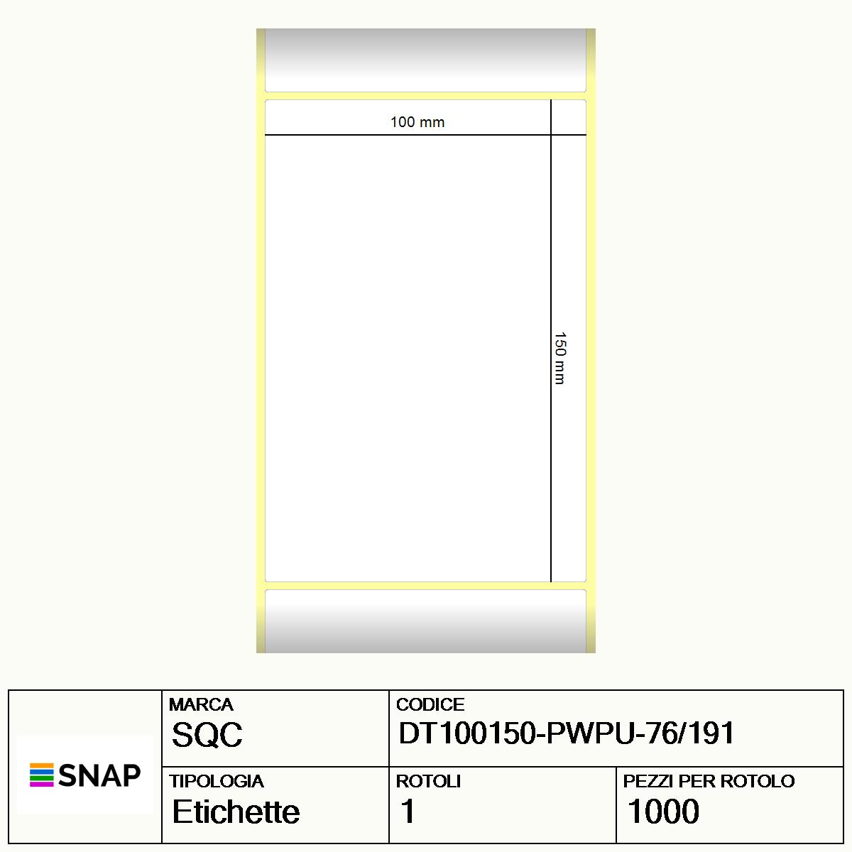 DT100150-PWPU-76/191 - Etichette SQC  S-HARD-PD Carta